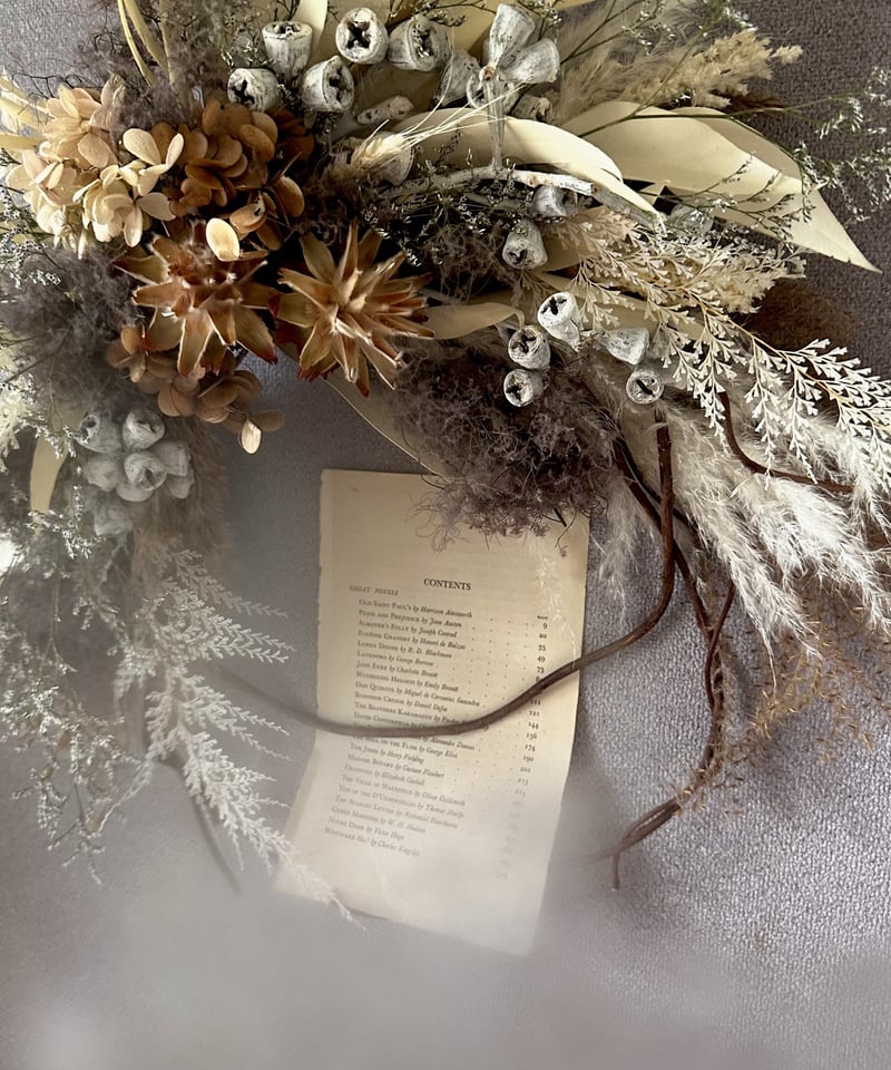 三日月リース　ドライフラワーリース 三日月リース プリザーブドフラワー ドライフラワー 玄関リース ピンク