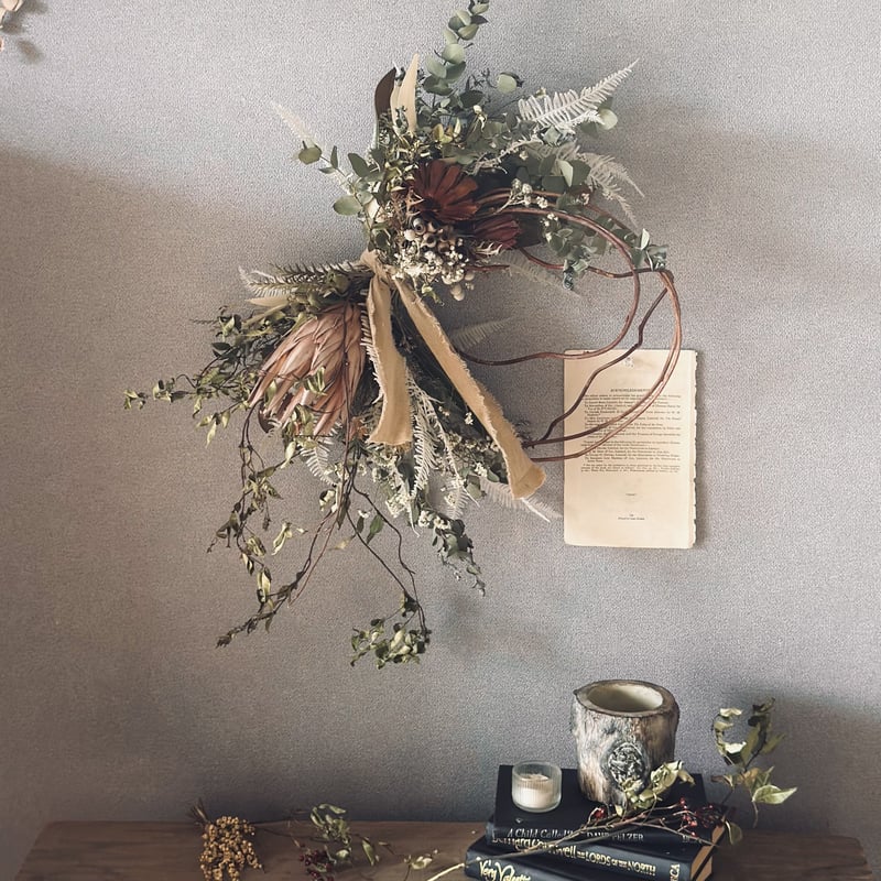 ドライフラワーリース】枝物のある暮らし ワイルドフラワーの