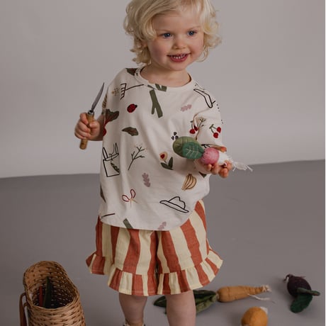 [26SS] Tomato Stripes Frill Shorts / Organic Zoo