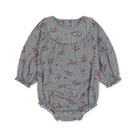 Bibi Rompers [ Blossom Check ] / konges sloejd    [コンゲススロイド ロンパース ベビー服 ]