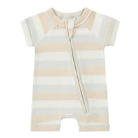 Organic Zip Growsuit SS/S [ Beach Days ] / SUSUKOSHI   [ススコシ 半袖 オーガニック ロンパース 新生児 ベビー 出産準備]