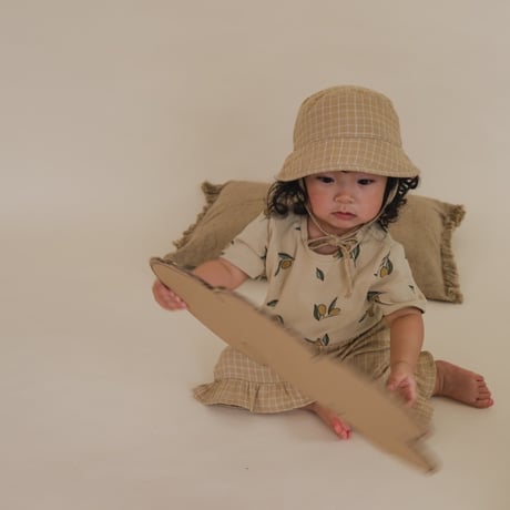 Grid Check Wheat Bucket Sun Hat / Organic Zoo