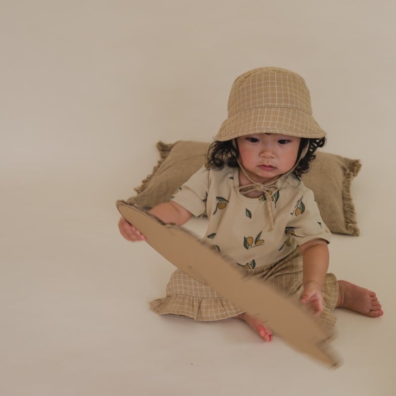 Grid Check Wheat Bucket Sun Hat / Organic Zoo |