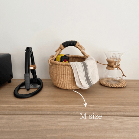 Market Basket [ Anne / Brown, Black&Beige ] M/L size / Hippo + Birds ベビー用品 小物入れ オムツ入れ ブルキナバスケット