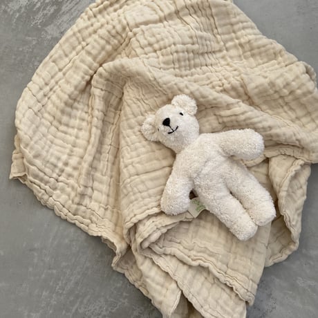 Organic Cotton 6 layer Gauze Swaddle / Hippo + Birds  [オーガニックコットン 沐浴 男の子 女の子  おくるみ ガーゼ swaddle ]