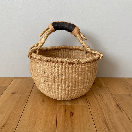 Market Basket [ Plain / Brown, Brown&Beige ] M/L size / Hippo + Birds [ブルキナバスケット かご ボルガバスケット ]