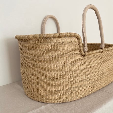 [ご予約] Moses Basket [ Hooded / Beige ] / Hippo + Birds     [ボルガクーファン クーファン ベビーベッド]