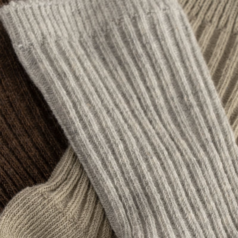 3 Pack Rib Socks [ Soft Grey / Ment / Brown ]