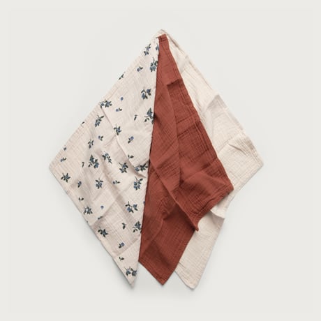 Blueberry Burp Cloths Set / garbo&friends [ガルボアンドフレンズ ガーゼ 3枚セット 授乳 沐浴 ガーゼハンカチ ベビー 赤ちゃん 出産準備 出産祝い]