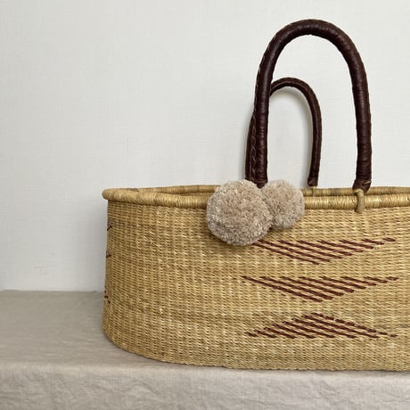 Cotton Pompom Set [ Beige ] / Hippo + Birds  [ mosesbasket ポンポン ボルガバスケット ベビー  ベビーベッド 出産準備 赤ちゃん]