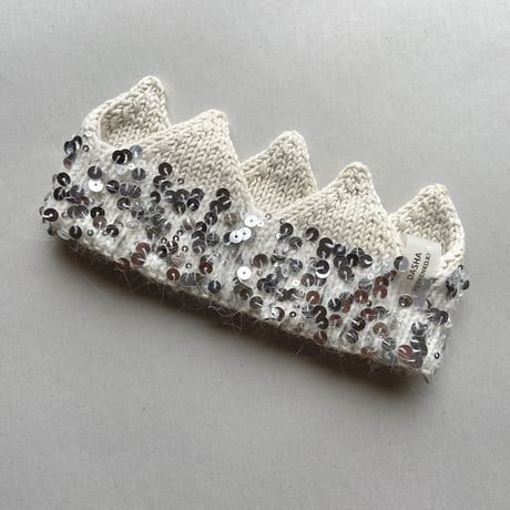 Knitted Crown [ silver sequin ] / Dasha Petrenko [ニットクラウン ハーフバースデー  バースデー ニューボーンフォト]