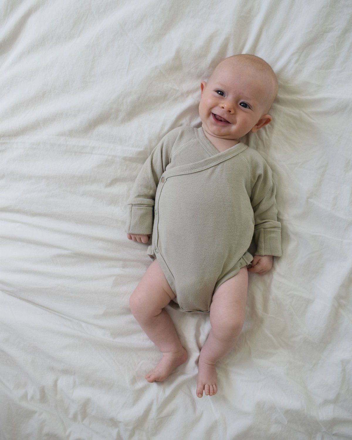 Organic Kimono Bodysuit L/S [ pebble ] / SUSUK