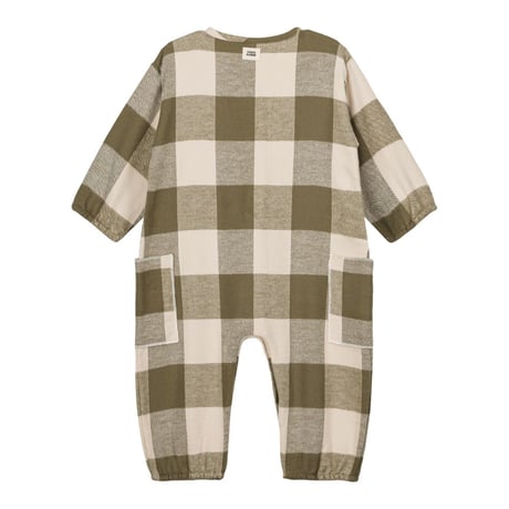 BIG PAPI JUMPSUIT  [ KAKI GINGHAM ] / STUDIO BOHEME [ジャンプスーツ 子供服 ベビー コーデュロイ]