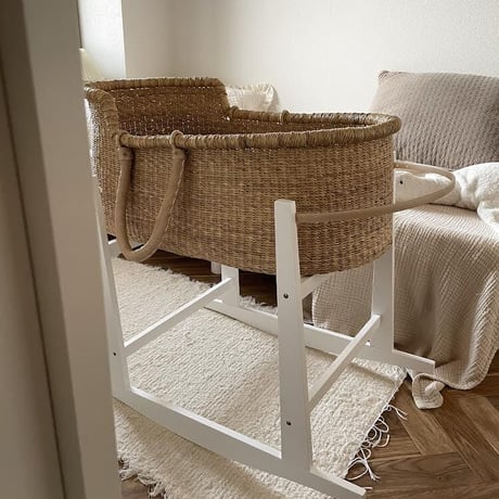 [ご予約] Moses Basket [ Hooded / Beige ] / Hippo + Birds     [ボルガクーファン クーファン ベビーベッド]