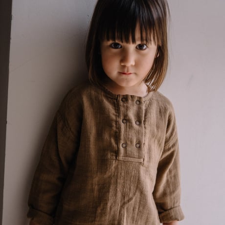 ROMÉO KURTA 6m-24m [ Cocoa  ]  / STUDIO BOHEME PARIS  [ スタジオボエムパリ シャツ 子供服 ベビー服]