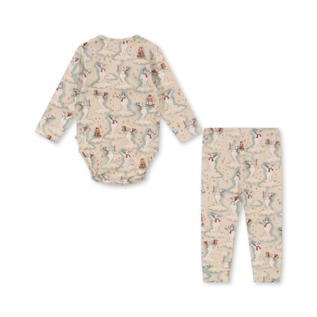 BASIC BODY/ PANTS SET GOTS [ LET IT SNOW ] / Konges sloejd   [コンゲススロイド スノーマン ホリデーコレクション クリスマス パジャマ]