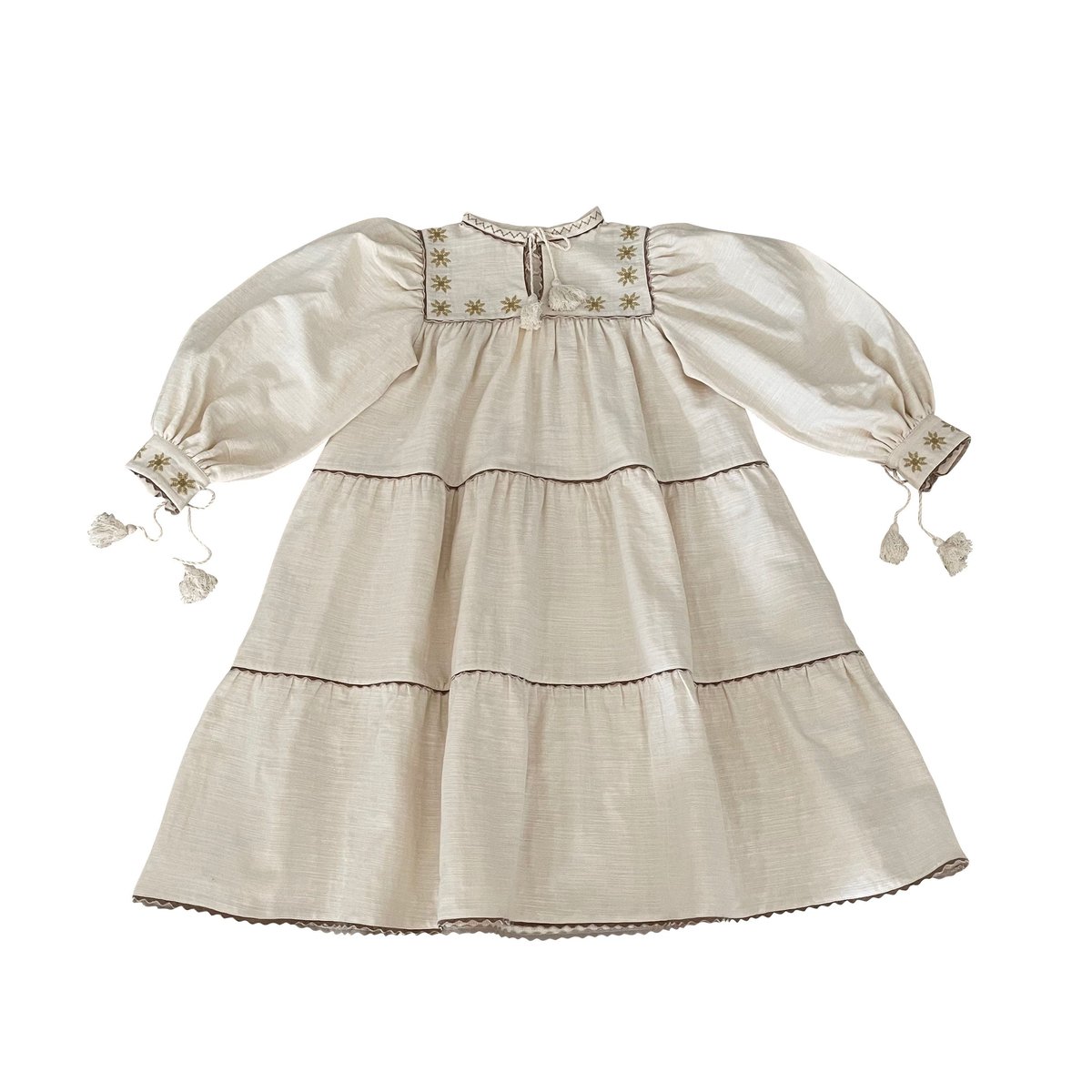 キッズ服女の子用(90cm~)Liiluワンピース　Liilu folk emma dress milk 2y