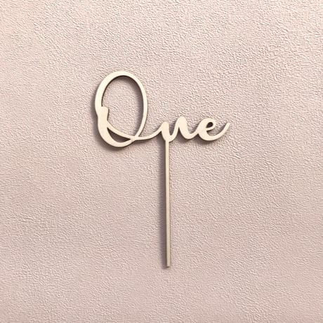 Cake Topper [ One ] / Hippo + Birds OLIGINAL    [ケーキトッパー 1歳 誕生日 木製 ハッピーバースデー]