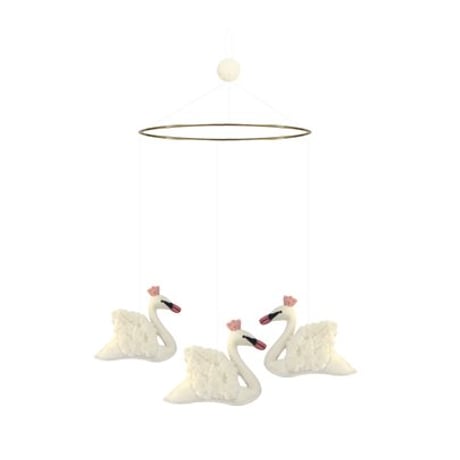 Mobile [ SWANS ] / gamcha [モビール インテリア ベビー 赤ちゃん メリー ハンドメイド 北欧 出産祝いギフト 出産準備 ]