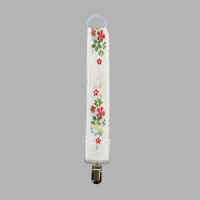 Pacifier Strap [ flowers/white] / Hippo + Birds  [ おしゃぶりホルダー おしゃぶりストラップ クリップ 赤ちゃん ベビー ]