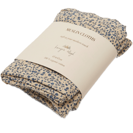 [ 1PC ] Muslin Cloth GOTS [ Blue Blossom Mist ]  / Konges Sloejd     [コンゲススロイド ガーゼ  赤ちゃん  出産準備]