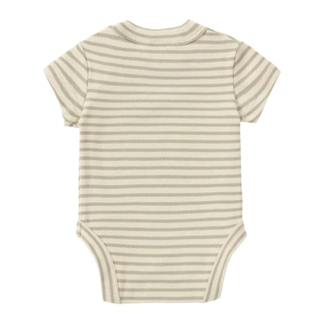 Organic Classic Suit S/S  [ Sage Stripes ] / SUSUKOSHI      [ススコシ オーガニック ベビー ロンパース 服  ]