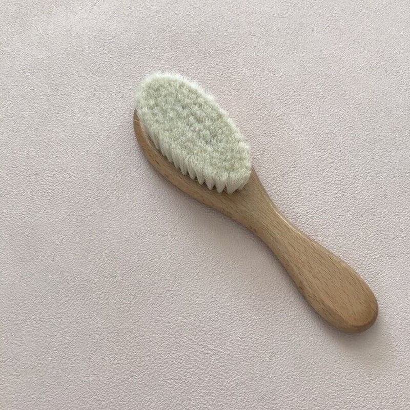 Baby Wooden Hair Brush / Hippo + Birds OLIGIN