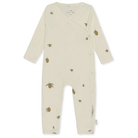 Newborn Onesie GOTS [ Lemon ] / Konges sloejd     [ コンゲススロイド   新生児 ロンパース レモン 前合わせ 肌着 出産準備]