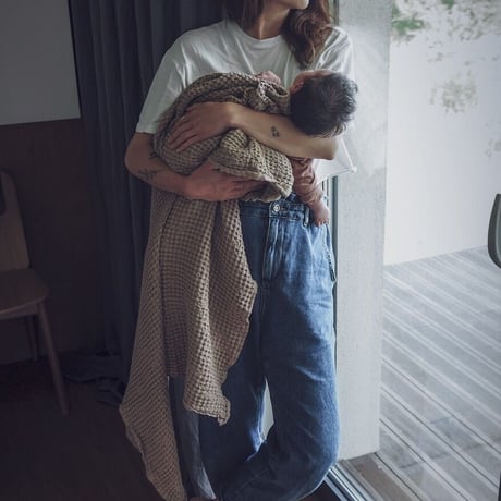 Cotton-Linen Waffle Blanket / MALLINO  [マリノ コットンリネン ブランケット ワッフル おくるみ 出産祝い 赤ちゃん 出産準備]