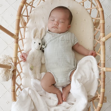 Rattan Baby Basket with Pompom / Hippo + Birds　[ラタン クーファン ベビーバスケット ベビー クーファン 赤ちゃん ]