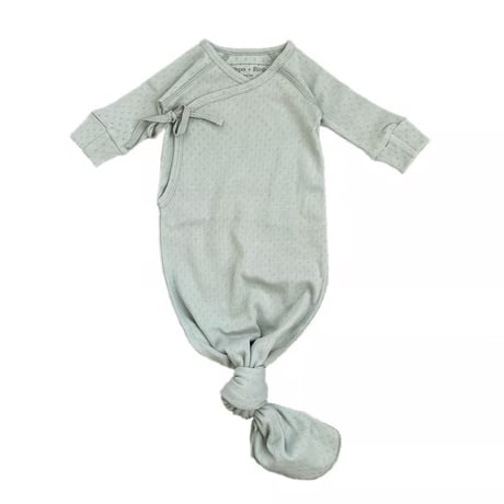 Organic Knotted Gown / Hippo + Birds  [ベビー ガウン 新生児 出産準備 肌着 退院着 セレモニードレス ドレスオール ポインテル]