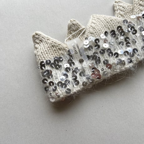 Knitted Crown [ silver sequin ] / Dasha Petrenko [ニットクラウン ハーフバースデー  バースデー ニューボーンフォト]