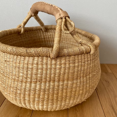 Market Basket [ Plain / Beige ] M/L size / Hippo + Birds [ おむつ収納 ベビー 小物収納 ブルキナバスケット ]