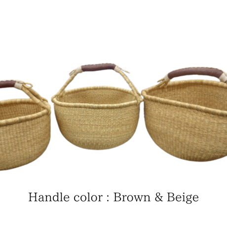 Market Basket [ Plain / Brown, Brown&Beige ] M/L size / Hippo + Birds [ブルキナバスケット かご ボルガバスケット ]