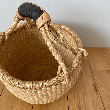 Market Basket [ Plain / Brown, Brown&Beige ] M/L size / Hippo + Birds [ブルキナバスケット かご ボルガバスケット ]
