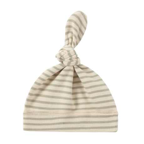 [ SET ] Organic Zip Growsuit SS/S + Organic Knotted Hat [ Sage Stripes ] / SUSUKOSHI