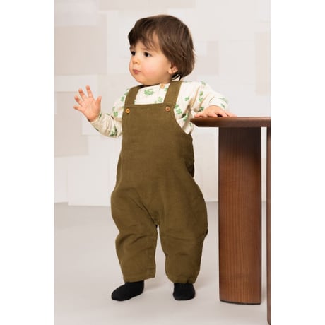 HOMER CORDUROY OVERALLS  [ GREEN NUTRIA ] / STUDIO BOHEME [オーバーオール 子供服 ベビー コーデュロイ]