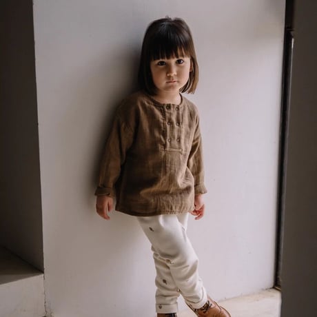 ROMÉO KURTA 6m-24m [ Cocoa  ]  / STUDIO BOHEME PARIS  [ スタジオボエムパリ シャツ 子供服 ベビー服]