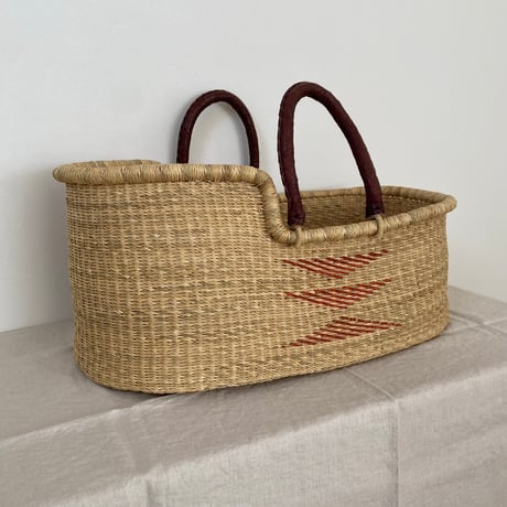 [ご予約] Moses Basket [ Hooded / Tri+Brown ] / Hippo + Birds     [ボルガクーファン クーファン ベビーベッド]