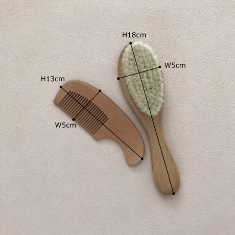Baby Wooden  Hair Brush  / Hippo + Birds OLIGINAL    [ベビーブラシ ベビーコーム 赤ちゃん 出産準備 出産祝い]