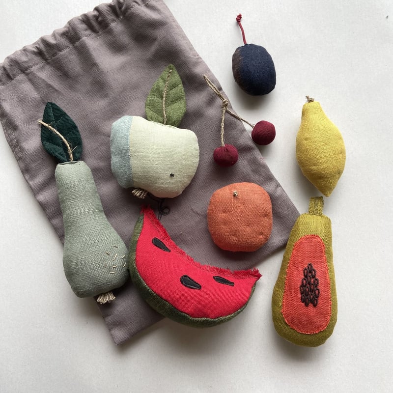 レアものSTORE'S ファンクバンド 布製マスコット 6体セット Fabric Toy [Fruits] / Handmade from RF [ 布おもちゃ