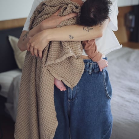 Cotton-Linen Waffle Blanket / MALLINO  [マリノ コットンリネン ブランケット ワッフル おくるみ 出産祝い 赤ちゃん 出産準備]