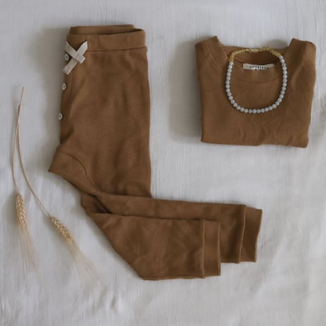 Baggy Leggings Waffle  [ Sugar Brown ] / Monsieur Mini     [ムッシュミニ レギンス 子供服 ワッフル]