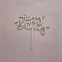 Cake Topper [ Happy Birthday ] / Hippo + Birds OLIGINAL   [ケーキトッパー 誕生日 木製 ハッピーバースデー]