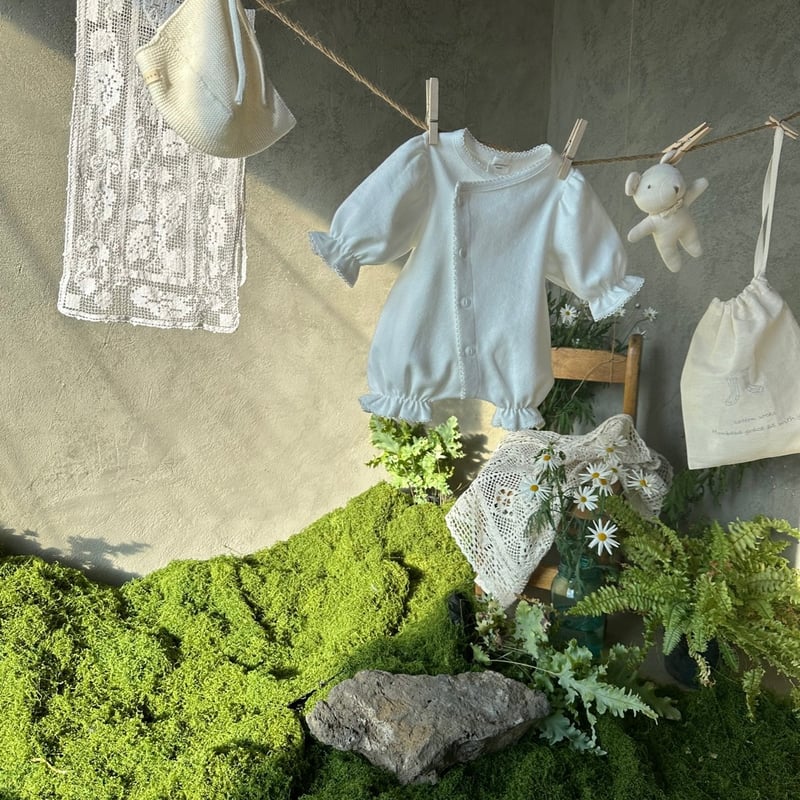 Waffle Rompers & Bonnet Set / monbebe [退院着 新生児 Waffle Rompers & Bonnet Set / monbebe [退院着 新生児