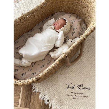[ご予約] Moses Basket [ Hooded / Beige ] / Hippo + Birds     [ボルガクーファン クーファン ベビーベッド]