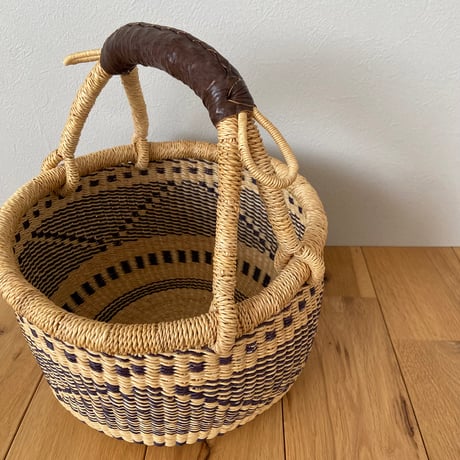 Market Basket [ Anne / Brown, Black&Beige ] M/L size / Hippo + Birds ベビー用品 小物入れ オムツ入れ ブルキナバスケット