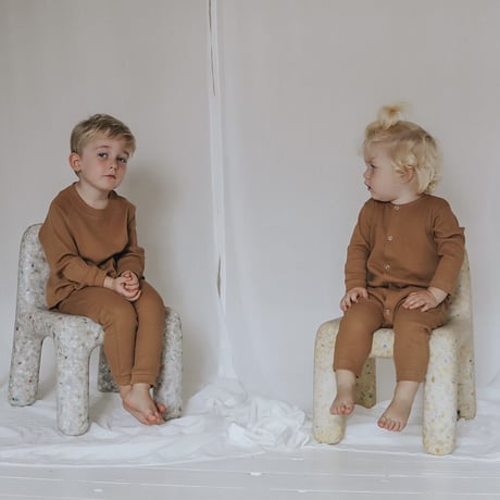 Baggy Leggings Waffle  [ Sugar Brown ] / Monsieur Mini     [ムッシュミニ レギンス 子供服 ワッフル]