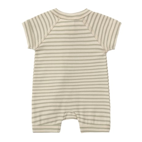 Organic Zip Growsuit SS/S [ Sage Stripes ] / SUSUKOSHI   [ススコシ 半袖 オーガニック ロンパース 新生児 ベビー 出産準備]