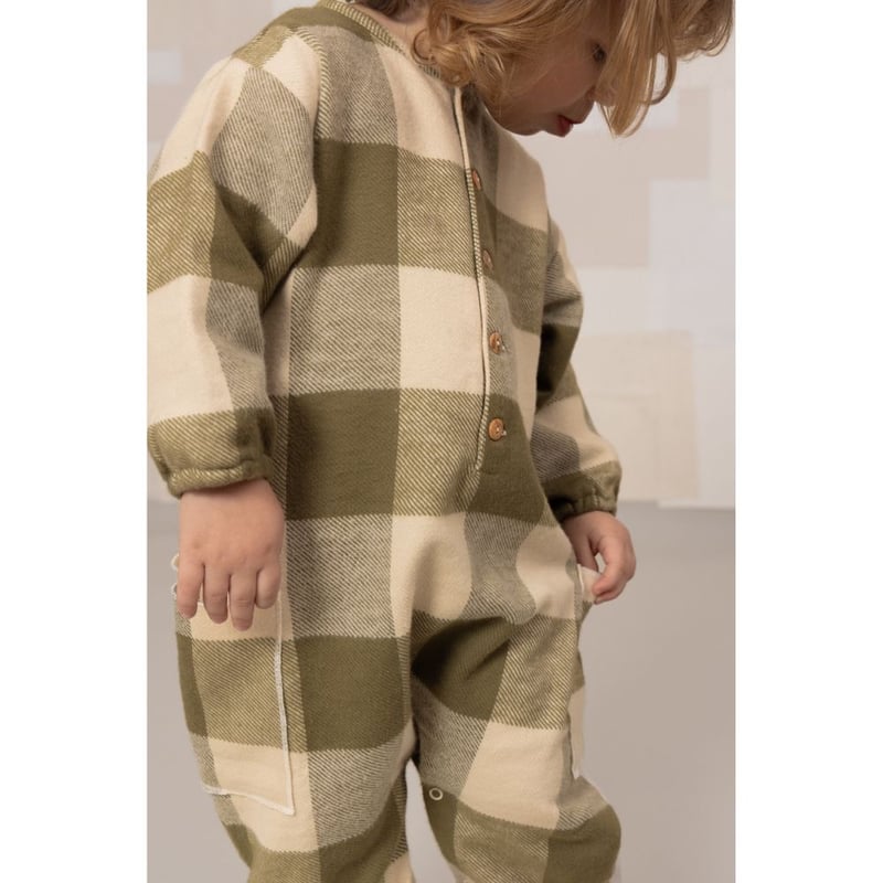 送料無料】 BIG PAPI JUMPSUIT [ KAKI GINGHAM ] / ST